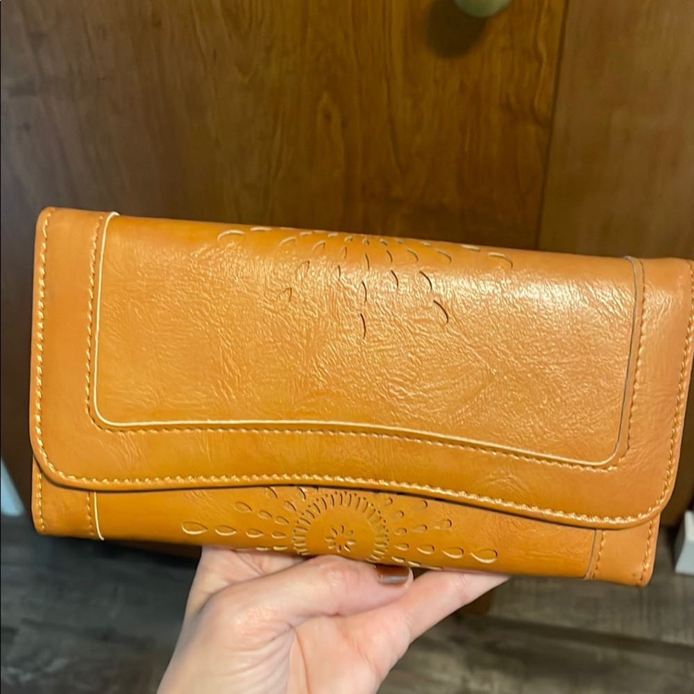 Tan Faux Leather Wallet with Textured Finish